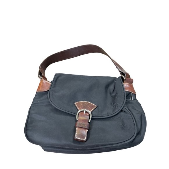 Dooney Bourke womans Black Brown Canvas Leather Handbag SKU 8761 - Picture 1 of 16